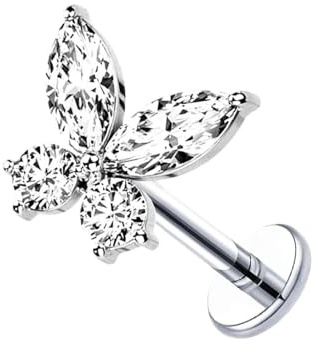 Besyvvin 925 Argento Sterling Piercing al labbro 8mm elica Tragus Labret Cartilage Stud Farfalla Piercing Gioielli