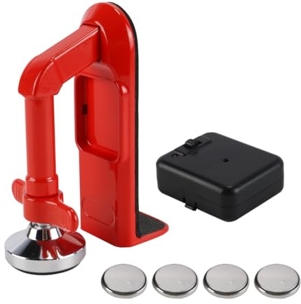 Enwye Alarma de tope de puerta portátil roja con protección antirrobo, cerradura de puerta para seguridad en el hogar, hotel y viajes.