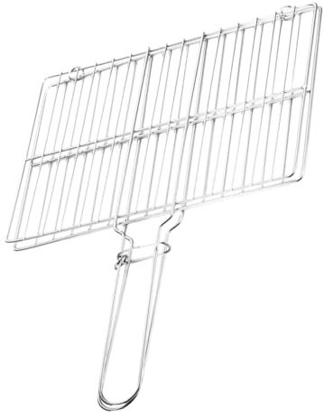 FUTUREORYY Cesta Barbacoa Acero Inoxidable para Pescado con Mango Parrilla Gruesa Resistente Fácil Limpieza Herramienta Bbq para Asados y Verduras Pequeñas