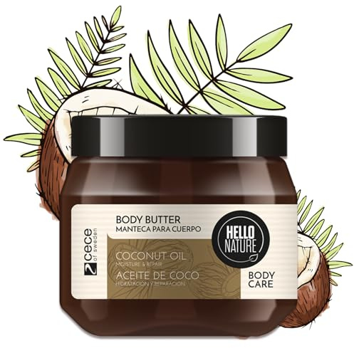 P-Beauty Naturkosmetik Body smör med ekologisk kokosolja – kroppssmör för mycket torr hud med mandelolja och pantenol – vegansk närande kräm utan parabener och silikoner – kroppskräm (1 x 250 ml)