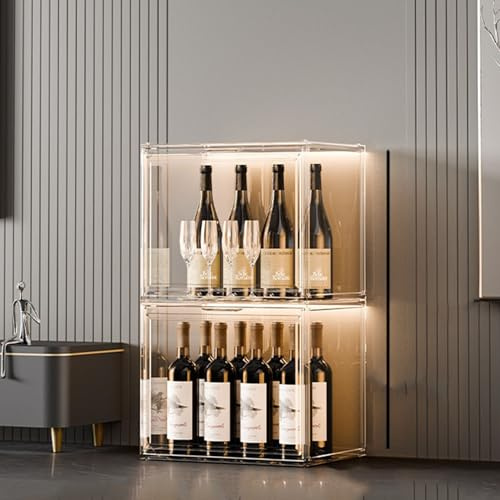 Hynbdes Vitrina acrílica para Bebidas alcohólicas,Expositor para Alcohol, Armario Organizador, vinoteca de pie, Organizador de estantes para Cocina, Bar y Bodega.