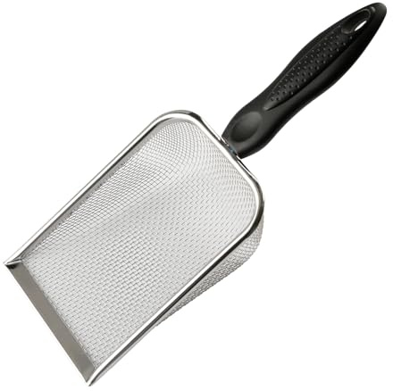 Hopzab Stainless Steel Hamster Sand Bath Scoop, Fine Mesh Litter Cleaner, Reptile Sand Shovel for Small Pets, Metal Sifter, Residue Excrement Shovel