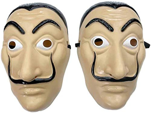 AMARONE Money robbery mask salvador Dali MaskCosplay halloween mask Realistic Movie Prop Face Mask… 2pack