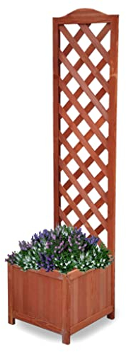 UETIAN Square Wooden Lattice Garden Planter Flower Pot Box Trellis Panel for Vines Climbing Plants Weather Resistant for Outdoor Garden Patio Yard Deck H160 x D40 x W40cm