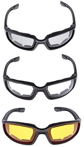 zalati Motorradbrille 3 Stück mit Schaumstoffpolster im Inneren Wasser- / windfeste Brille für Motorradfahren