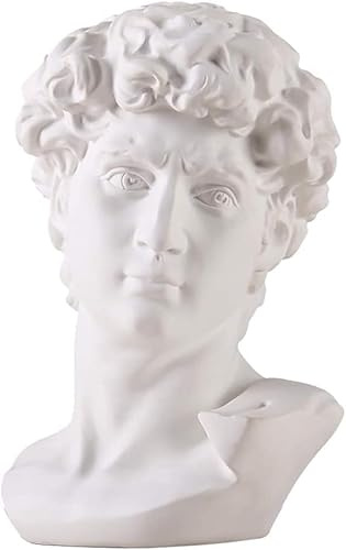 ROBAUN Escultura de Retrato de Busto de David de 30 cm (11,8 Pulgadas), Estatua de Cabeza, Modelo de Yeso de imitación de Resina, exhibición de Arte, artesanía, decoración del hogar