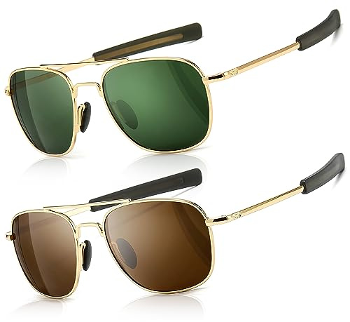 SUNGAIT Lunettes de soleil militaires pour hommes, style pilote polarisé - Temples à baïonnette SGT285JKML-JKC-FR