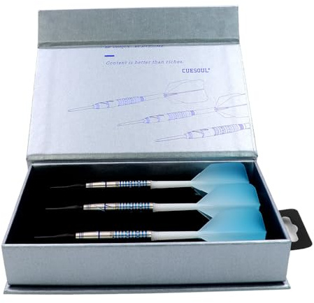 CUESOUL Blue Gem Stone Set di Freccette in tungsteno al 90% con Punta Morbida da 19 g con Rivestimento in Titanio Uniforme e Alette ROST in Colore sfumato