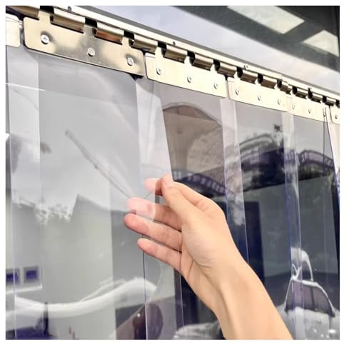 Qulamrdk Tenda PVC Trasparente, Tenda A Lamelle Tende Verticali PVC Impermeabile Tende A Strisce Plastica per Magazzino Congelatore, Garage Facile da Installare(1.05x2.5m)