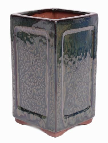 Bonsai Kaskadenschale quadratisch 10 x 10 x 17.5 cm grün 50226