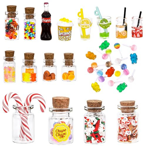 Pipihome 16 Piezas Comida Miniatura, Accesorios para Casa de Muñecas, Comida de Juguete, Miniaturas para Casa de Muñecas, Comida y Bebida en Miniatura (A)