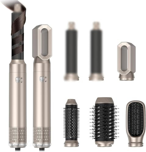 Hot Air Brush Hair Dryer Blow Brush, 5 in 1 Blow Dryer Brush Multifunctional Hot Curling Iron Hair Styling Appliances, Detachable Magic Styler Negative Ionic Air Styler
