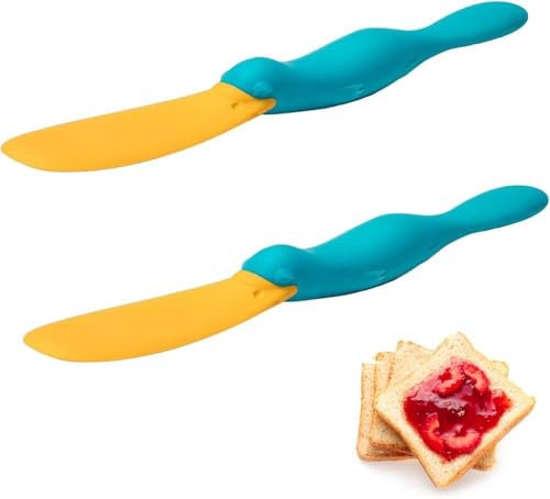 MisFun 2 Stück Buttermesser Silikon, Pfannenwender Schnabeltier, Silikon Spatel Jam Food Bottles, Backwerkzeuge Cake Cream Butter Spatula, Buttermesser Klein for Scoop and Spreading