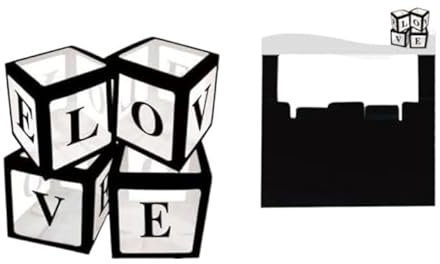 Chianese Scatola per Palloncini LOVE Nera 30x30 cm 1Pz | Elegante Love Box con Lettere Adesive per Decorazioni San Valentino, Compleanno, Anniversario e Feste Speciali