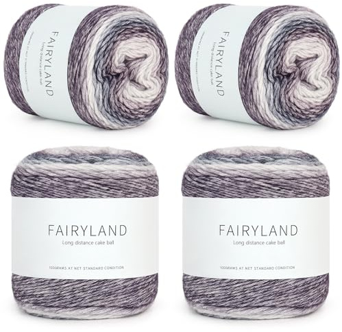 Reessy Ombre Yarn for Crochet, 400g Gradient Yarn Cake - 60% Cotton 30% Acrylic 10% Wool - Multi Coloured Wool for Knitting Scarves, Shawls, Blankets, Crafting and Clothing