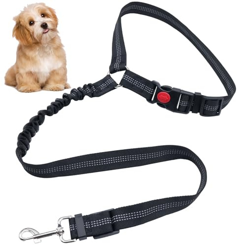 Noviatrix Anschnallgurt Hund Auto, Verstellbar Hundegurt Auto mit Reflektierenden Streifen Autogurt Hunde Geeignet für Große Mittlere und Kleine Hunde Sowie Katzen