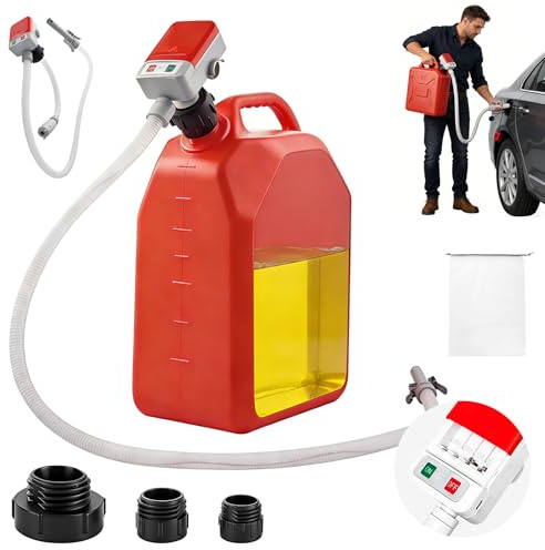 Kraftstoffpumpe mit Auto-Stopp-Sensor, Kraftstoff Umfüllpumpe für 3 Tankadapter, Dieselpumpe mit einer Förderleistung von bis zu 9 Litern pro Minute, Benzinpumpe für kanister, Öl, Diesel