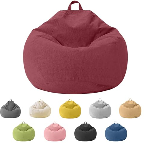 Jinfanshurich Puf para niños y adultos, solo funda (sin relleno), para dormitorio, oficina, salón, terraza (rojo)