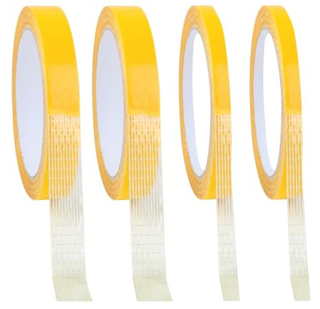 4 Rolls Heavy Duty Double Sided Fabric Tape, Hem Tapes, No Sew Hemming Tape | for Trousers Curtains Pants Clothes Dresses, Self Adhesive Tapes for Rugs Carpets(0.5 inch/0.3 inch x 32.8 ft)