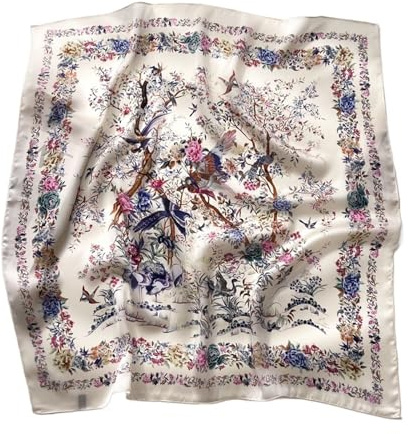 1st Plant Blommönster Fyrkantig Scarf for Satin Halsduk Hårband Pannband Bandana(2)