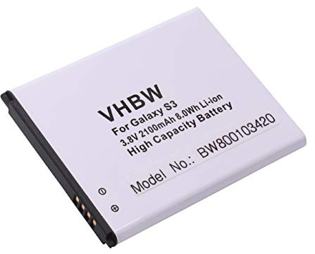 vhbw Akku kompatibel mit Samsung GT-I9308, Baffin, GT-I9300, Gravity Quad, GT-i9300T, GT-I9118 Handy Smartphone Telefon (2100 mAh, 3,7 V, Li-Ion)