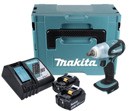 Makita DTW 251 RFJ batteri slagskruv 1/2 tum 18 V 230 Nm + 2 x batterier 3,0 Ah + snabbladdare i Makpac 2
