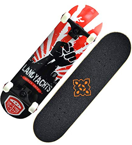 Komplett Skateboard Professionel 8mm Fiberglas Deck Hoch Elastizität 31 * 8 Zoll für Anfänger Experten,D