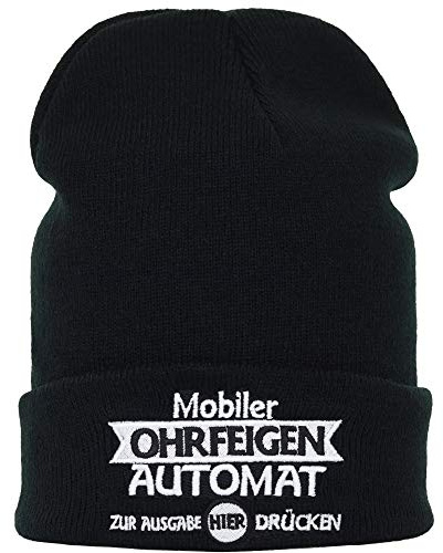 EXPRESS-STICKEREI Lustige Strickmütze - Warme Wintermütze mit Spruch Mobiler Ohrfeigenautomat - Beanie für Damen und Herren - Unisex Wollmütze - Haube mit Spruch