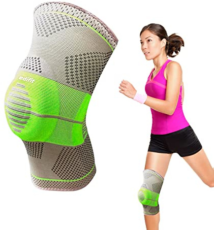 EDIFIT, Genouillère Sport, Arthrose, Travaux, Ligamentaire, Rotulienne, Travail, Sport, Compression, Réglable, avec Stabilisateurs Latéraux et Coussinet en Gel (XL, Jaune)