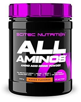 Scitec Nutrition All Aminos - Essentielle Aminosäuren - mit Magnesium - Glutenfrei, zuckerfrei - Ideal für Training und Erholung, 340 g, Mango