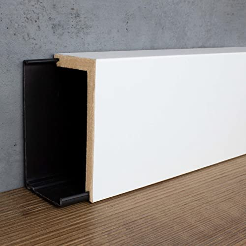 PROVISTON | Heizrohrabdeckleiste | Ohne Montageprofil | 41 x 141 x 2400 mm | MDF foliert | Weiß | Abdeck Sockelleiste | 24 Meter
