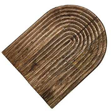 Main + Mesa Carved Arch Mango Wood Serving Board, Natural