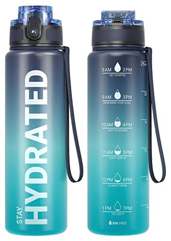 Sahara Sailor Trinkflasche, Sport Trinkflasche, [BPA-frei Tritan] 1L/500ML/750ML Auslaufsicher Sport Wasserflasche, Sportflasche für Fahrrad, Camping, Yoga, Gym (1 Flasche)