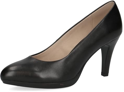 CAPRICE Damen Pumps aus Leder mit Trichterabsatz, Schwarz (Black Nappa), 39 EU