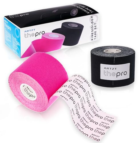 ARTZT thepro Kinesiologie Tape 2er-Set | Kinesiotape 5m x 5cm | Hypoallergen, hautfreundlich & wasserfest | Kinesio Tape für Sport | Kinesiotapes & Medizinisches Band | Physio Band | Kinesiotapes Knie