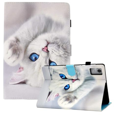 CASAFUNY Custodia per Lenovo Tab M11 11 pollici Tablet TB330FU 2024 Custodia Protettiva Magnetica Cover con TPU Copertura per Lenovo Tab M11 11 2024, Gatto bianco