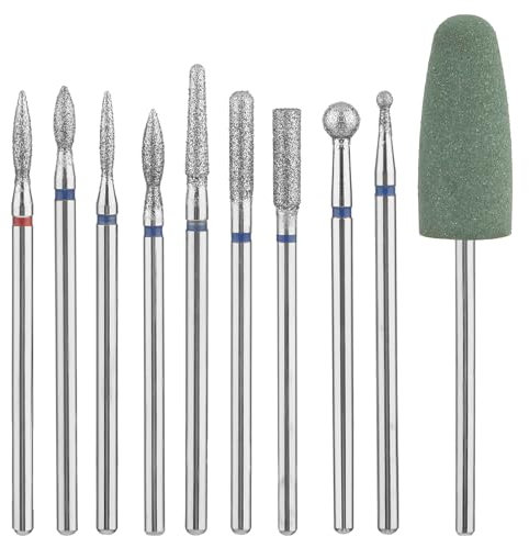 10 Pezzi Punte Fresa Unghie Professionale Punte Diamantate per Unghie Punte per Lucidatura Unghie per Accessori Tagliaunghie Punte Fresa per Unghie per Uso Domestico Salone Manicure Pedicure