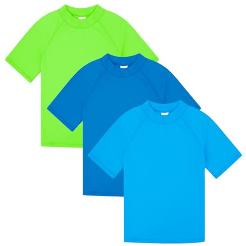 BIG ELEPHANT 3 Pièces de Bain Anti-UV pour Garçon Maillot de Bain à Manche Courte Enfants Rashguard pour Surf Natation Plongée Plage