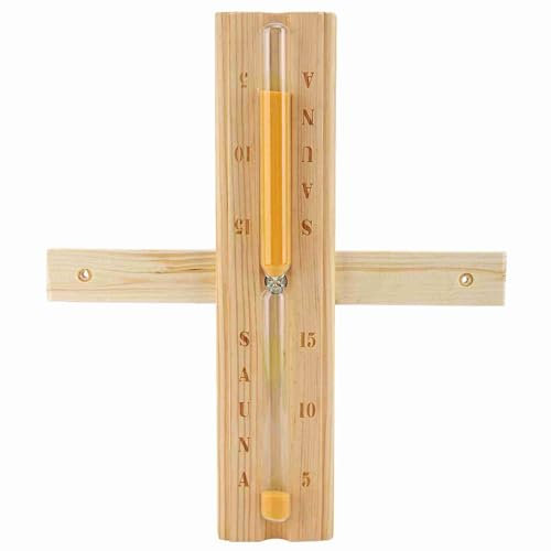 Sablier de Sauna, sablier de 15 Minutes, sablier de Sauna en Bois, Horloge à Sable rotative, sablier Mural, Accessoires de Sauna (Sable Blanc)