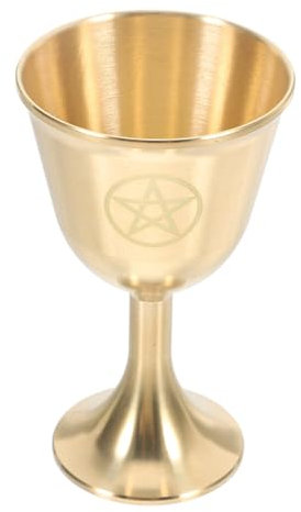 ULTECHNOVO Weinkelch Aus Massivem Messing Fünfstern-design Altarkelch Kelchbecher Mittelalterlicher Stil Für Spirituelle Praktiken Rituale Zeremonien Und Dekoration