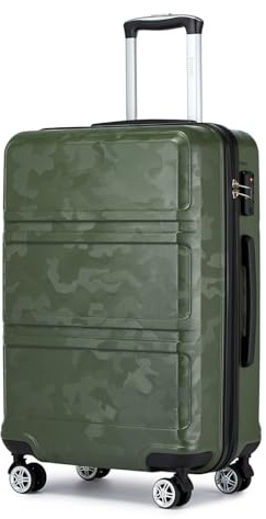 KONO Handgepäck Koffer Trolleys Leicht Hartschalenkoffer Reisekoffer mit 4 Rollen und TSA Schloss, 52x38x21cm, 36Liter, Zwillingsrollen Rollkoffer, ABS+PC Hartschale (Grün/Camouflage, M)