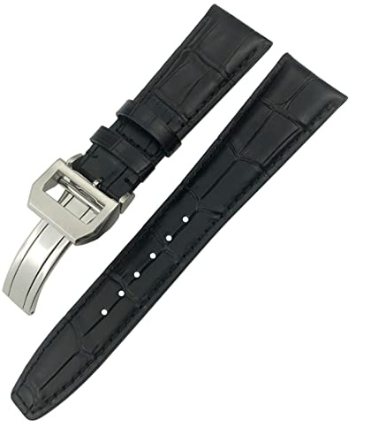 21mm 22mm Curved End äkta ko läderklocka Byte för Portugieser Pilot's Watches Folding Buckle Watch Strap/Brown 2/22mm