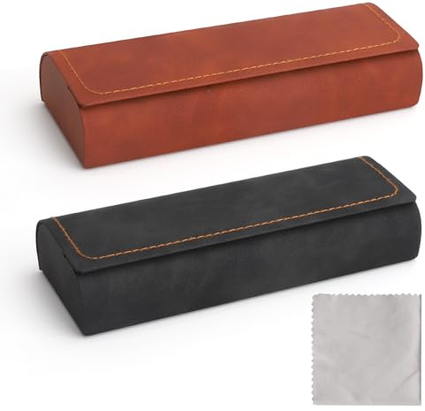 KQDRAVINE 2 Etui Rigide Lunettes pour Femmes et Hommes, Étui Plats avec Fermeture Magnétique pour Lunettes de Lecture et Sport