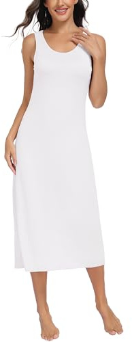 Lovasy Sottovesti da Donna Lungo Abito Sottoveste in Modal con Spalla Larga Sexy Lingerie Sottoveste Gonna Elegante Camicia da Notte Modellante Antistatica