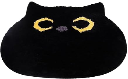 Alfombra de baño de Chat Negro, Alfombra | Muelle Decorativo Que no es de Ventilador para Ducha, Inodoro, Dormitorio, Cocina, baño, Sala de Estar, Accesorio Duradero y cómodo a Diario