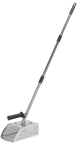 Alomejor Paletta per Sabbia per Rilevamento Metalli, Setaccio in Acciaio Inossidabile con Manico Regolabile per Uso in Spiaggia e in Acqua, per la Caccia al Tesoro