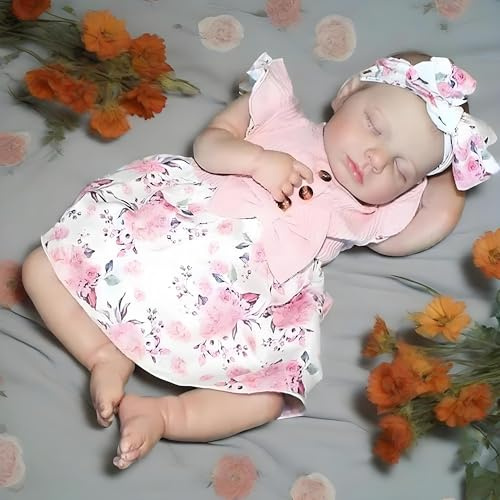 RXDOLL Realistiska nyfödda babydockor 50 cm sovande mjuk reborn-docka handgjord viktad reborn-docka tyg kropp verklighetstrogen babydocka för barn och samlare gåva