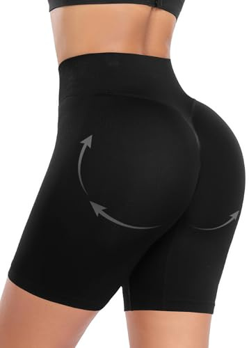UMIPUBO Tummy Control Knickers High Waisted Bum Lifter Shapewear Shorts Anti Chafing Body Shaper Seamless Knickers Bum Pants for Gym Running Yoga (Black, M)