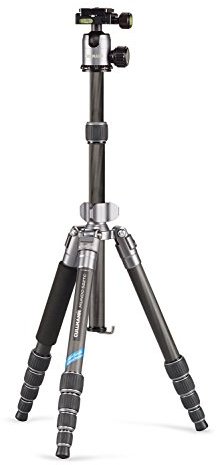 Cullmann 55456 MUNDO 522TC Carbon-Reisestativ inklusiv Kugelkopf (Packmaß 31,5 cm, Gewicht 1020g , Höhe 136 cm, Tragfähigkeit 5kg) silber