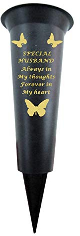 Special Verse Graveside Memorial Grave Spiked Flower Vase (Husband, 1 Pack)